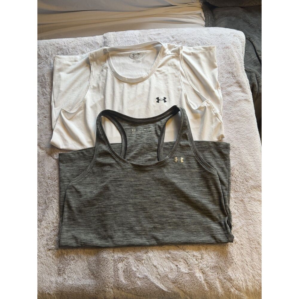 Under Armour Women's Tanks LOT of 2 - White and Gray SMALL NEW